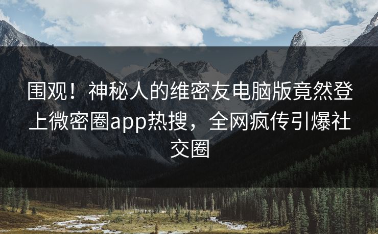 围观！神秘人的维密友电脑版竟然登上微密圈app热搜，全网疯传引爆社交圈