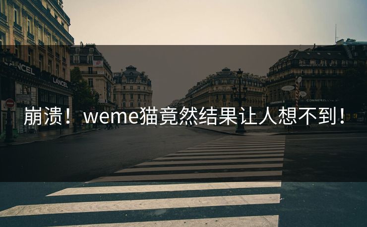 崩溃！weme猫竟然结果让人想不到！