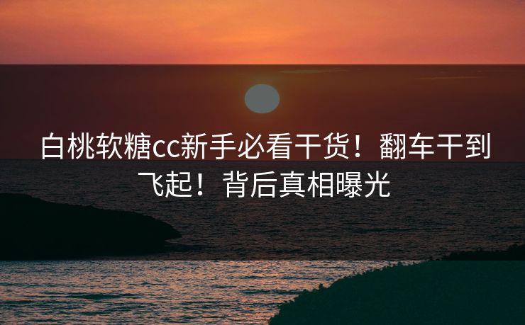 白桃软糖cc新手必看干货！翻车干到飞起！背后真相曝光