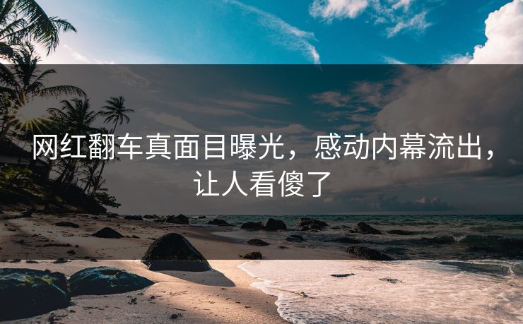 网红翻车真面目曝光，感动内幕流出，让人看傻了