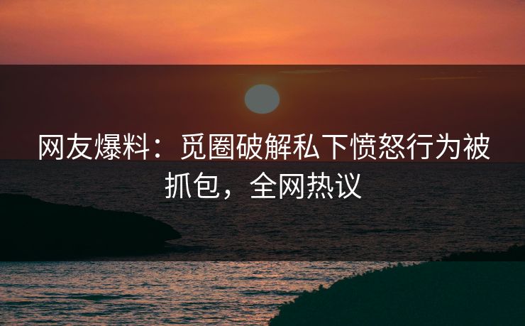 网友爆料：觅圈破解私下愤怒行为被抓包，全网热议