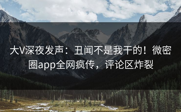大V深夜发声：丑闻不是我干的！微密圈app全网疯传，评论区炸裂