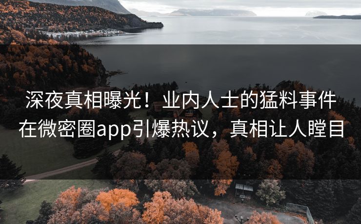 深夜真相曝光！业内人士的猛料事件在微密圈app引爆热议，真相让人瞠目