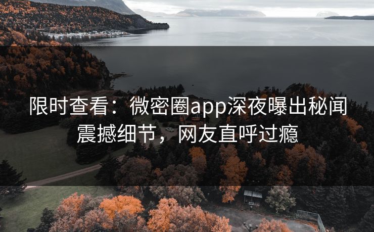 限时查看：微密圈app深夜曝出秘闻震撼细节，网友直呼过瘾