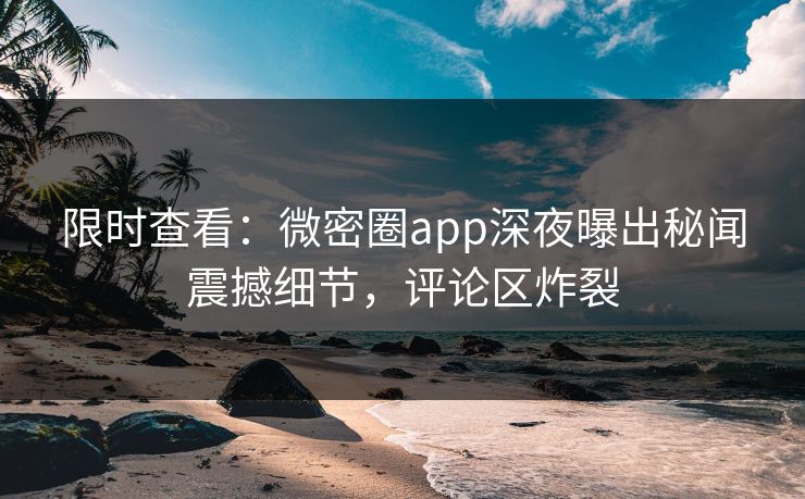 限时查看：微密圈app深夜曝出秘闻震撼细节，评论区炸裂