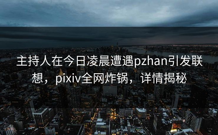 主持人在今日凌晨遭遇pzhan引发联想，pixiv全网炸锅，详情揭秘